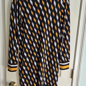 Michael Kors Geometric Black, White, and Orange Midi Dress